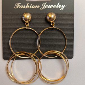 Women's Boutique Gold Hoop Earrings (3) OS